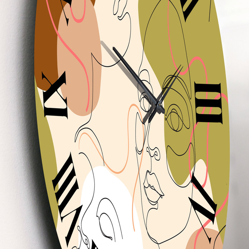 Portrait d'une ligne de femmes afro-américaines III - horloge murale moderne, Moyen