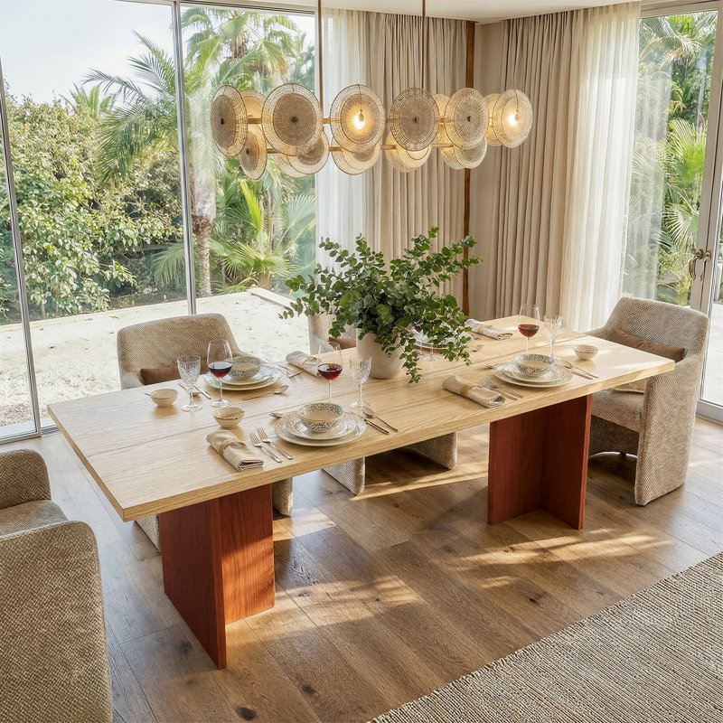 Aadi 84" 100% Mixed Finish Solid Wood Dining Table