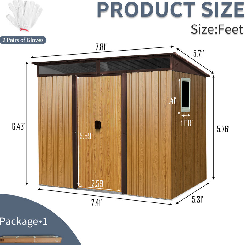 Remise extérieure en métal 8 po x 6 pi avec ventilation - garde l'air frais à l'intérieur pour les conditions météorologiques extrêmes dans la cour