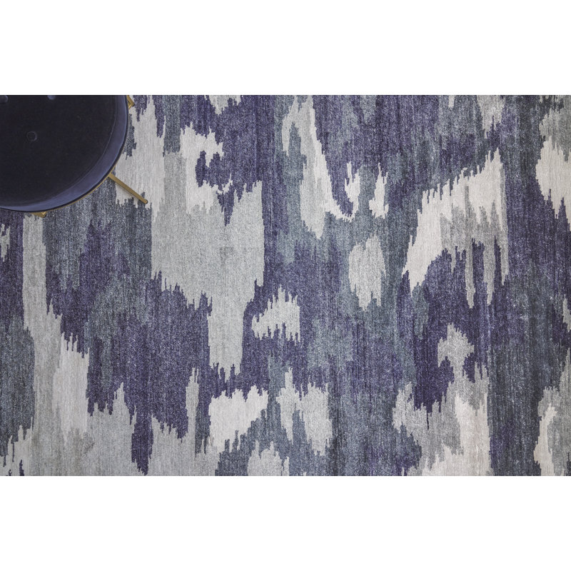 Bamboo Silk Area Rug in Navy Blue, Rectangle 6' x 9'