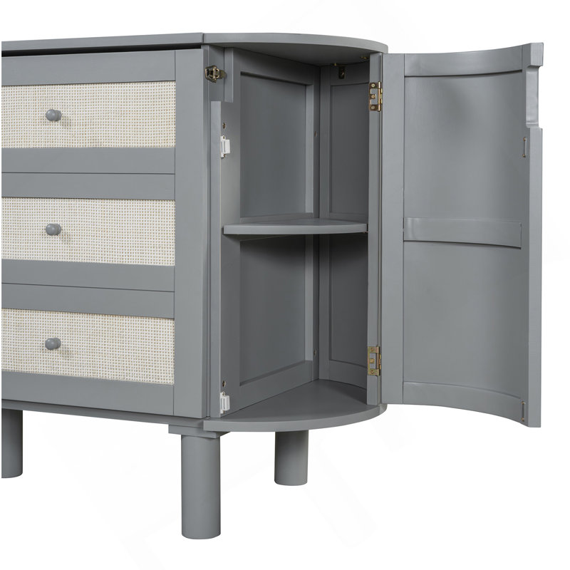 Lit escamotable double avec rangement caché et motif tissé moderne, gris, Gris, Lit double