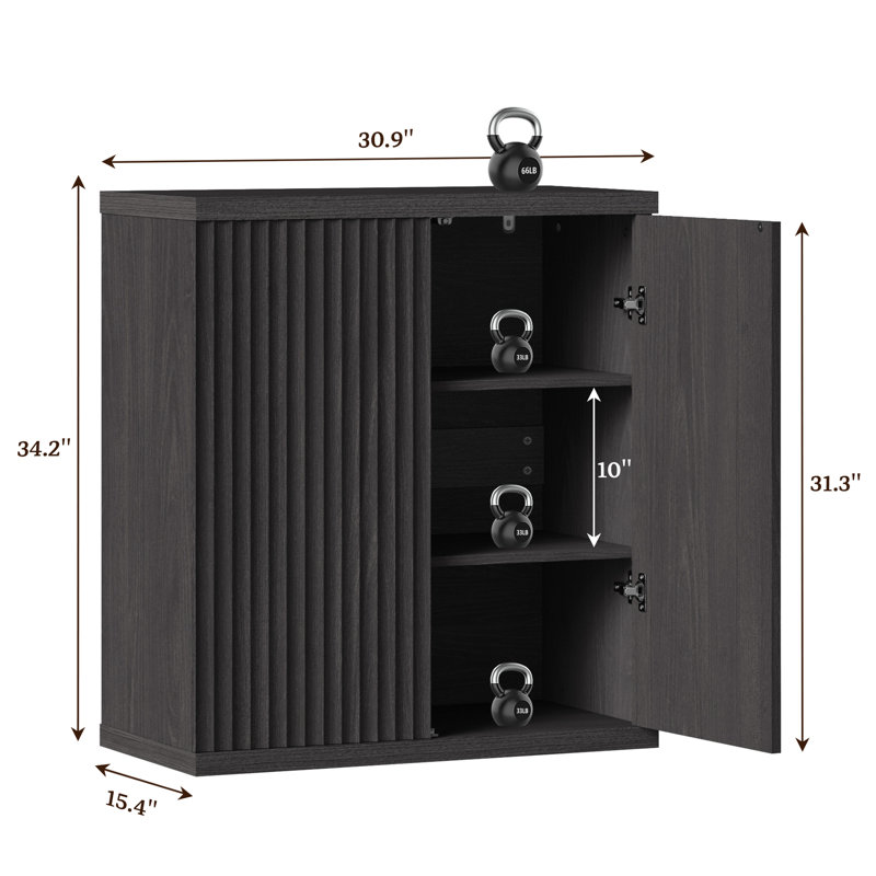 Armoire d'appoint avec tablettes réglables Cesiro, Aulne gris foncé, 1