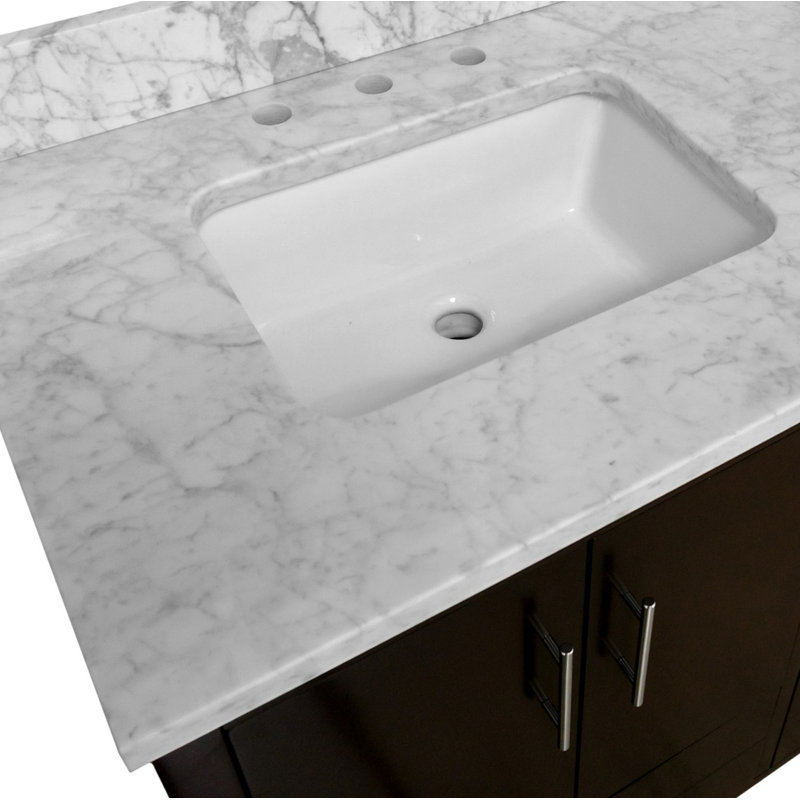 Ensemble de meuble-lavabo double 60 po Kiara, Chocolat, Marbre de Carrare