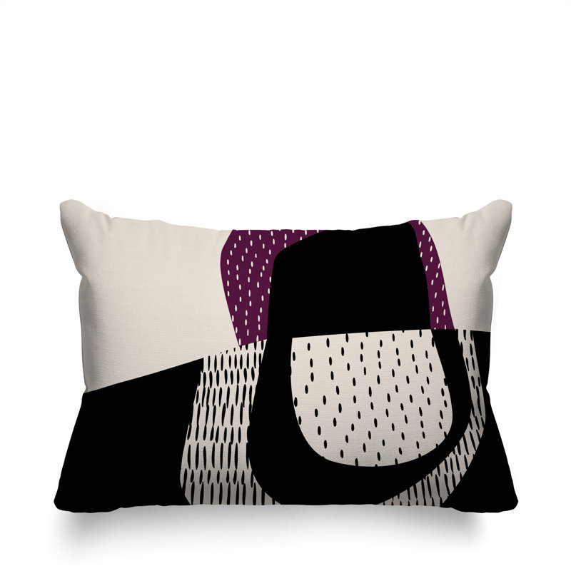 Coussin lombaire réversible intérieur / extérieur Vikka, H 14 po x l 20 po, Mauve / noir / blanc cassé, Capri