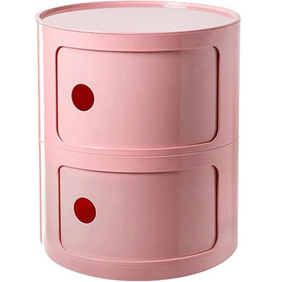 Modern Stackable Round Nightstand with Storage – 2-Tier Side Table Cabinet with Drawers