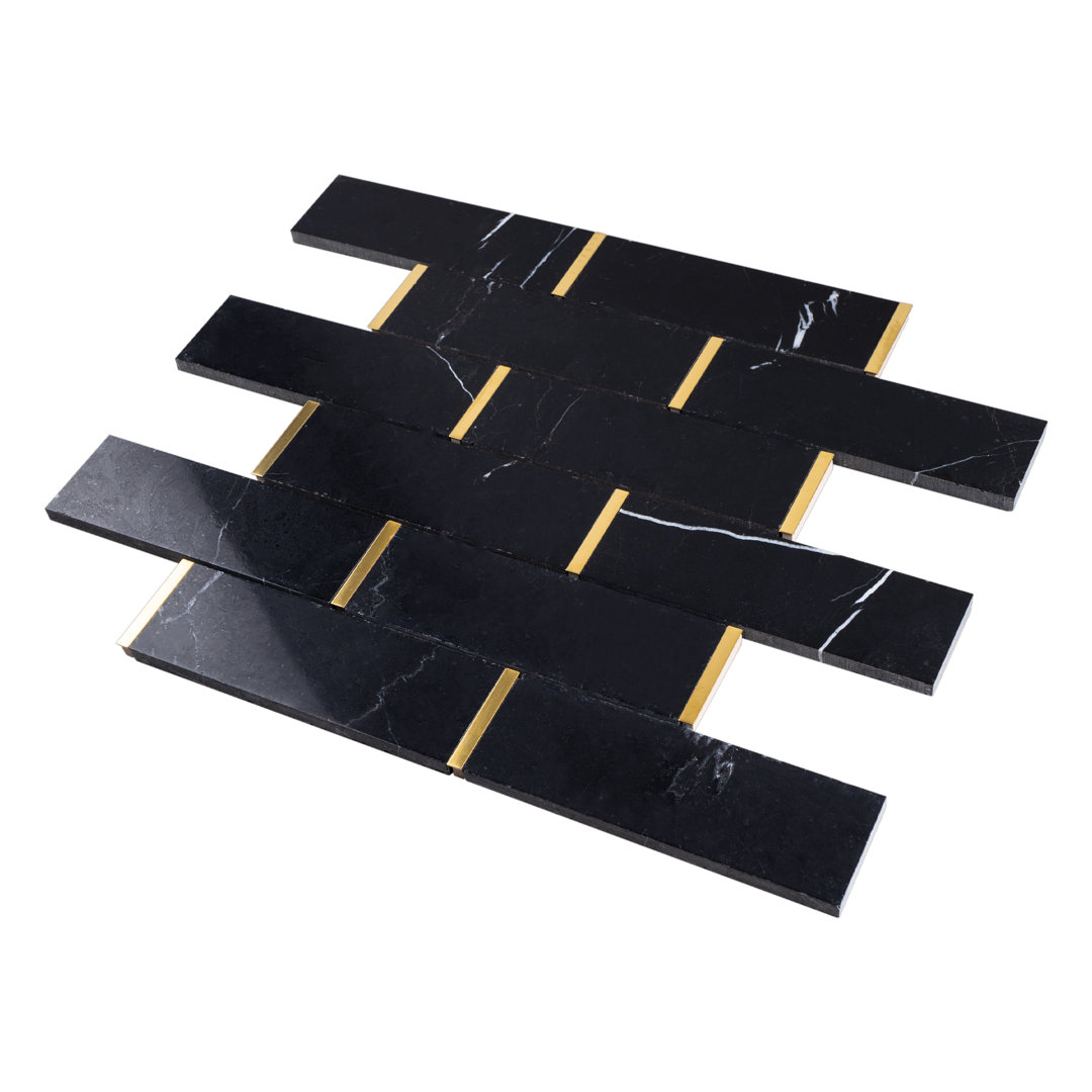 Natural Bianco 2" x 6" Marble Brick Joint Mosaic Wall Tile Supreme Tile 