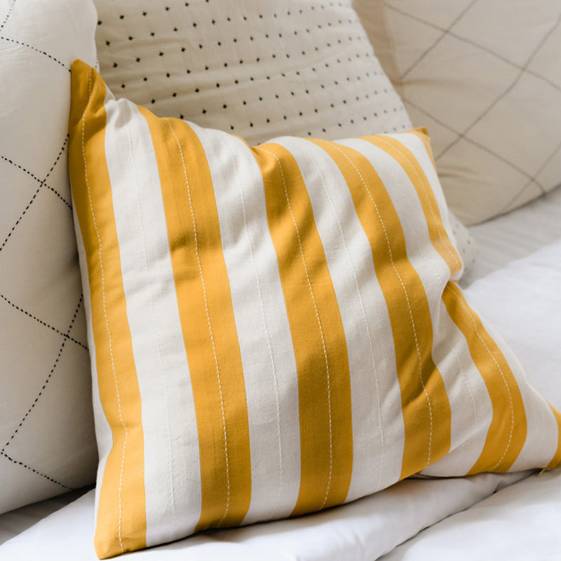 Cabana Square Pillow Cover & Insert, White/Cobalt