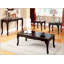 Ensemble de 3 tables basses et tables de bout de style traditionnel avec finition cerisier foncé, pieds en cabriole et design complexe pour des espaces de vie élégants