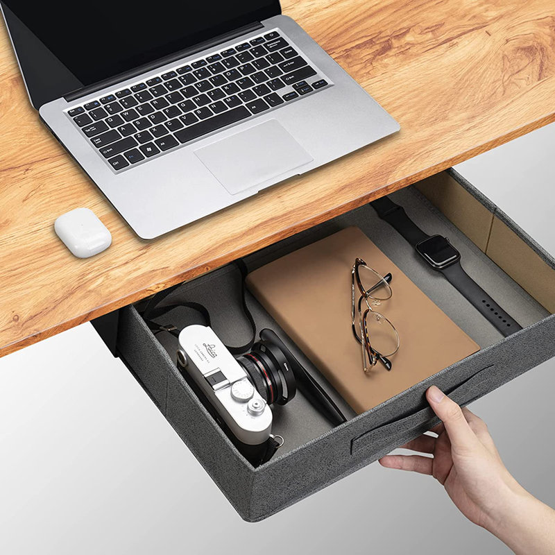 Daejha Adjustable Metal Base Standing Desk, Oak/Gray