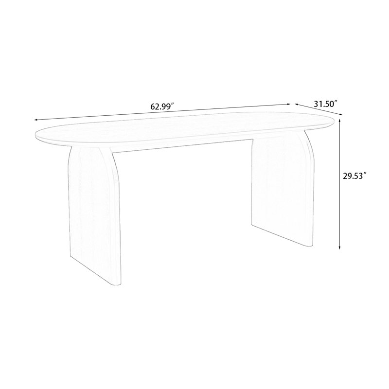 Table de salle à manger ovale en bois manufacturé, H 29,53 po x L 62,99 po x l 31,5 po, Brun