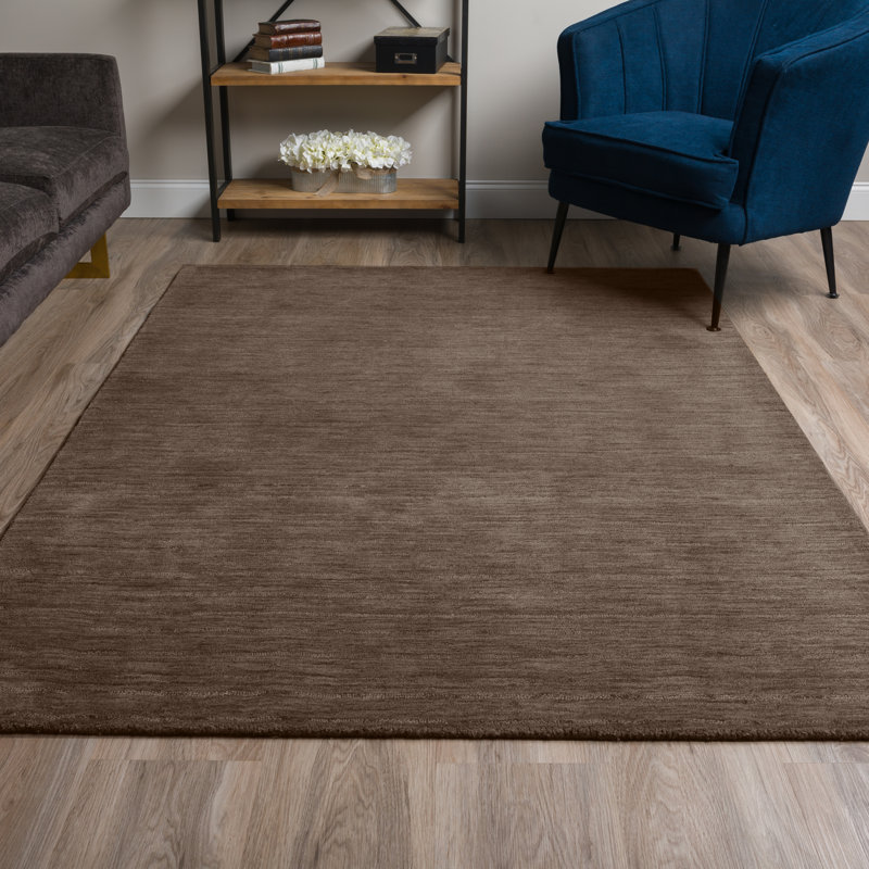 Tapis chocolat en laine touffeté à la main Toby, Rectangle 9 pi x 13 pi