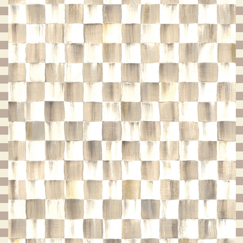 Mocha Checkered Washable Rug, Rectangle 5' x 7'6"