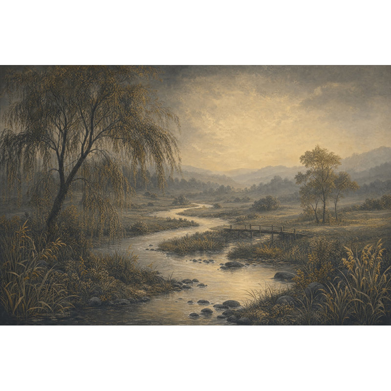 Papier peint pont en bois Misty Valley sépia, Non-Woven Nonpasted, 200 po x 120 po
