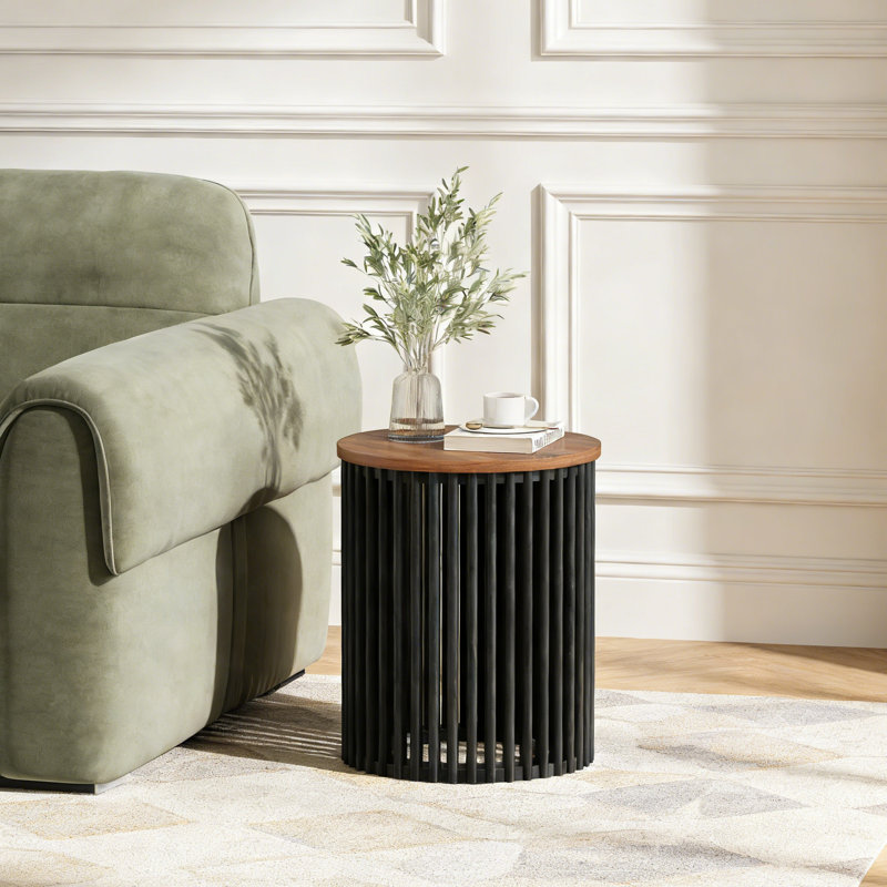 Table d'appoint ronde en bois massif d'acacia Koreci 