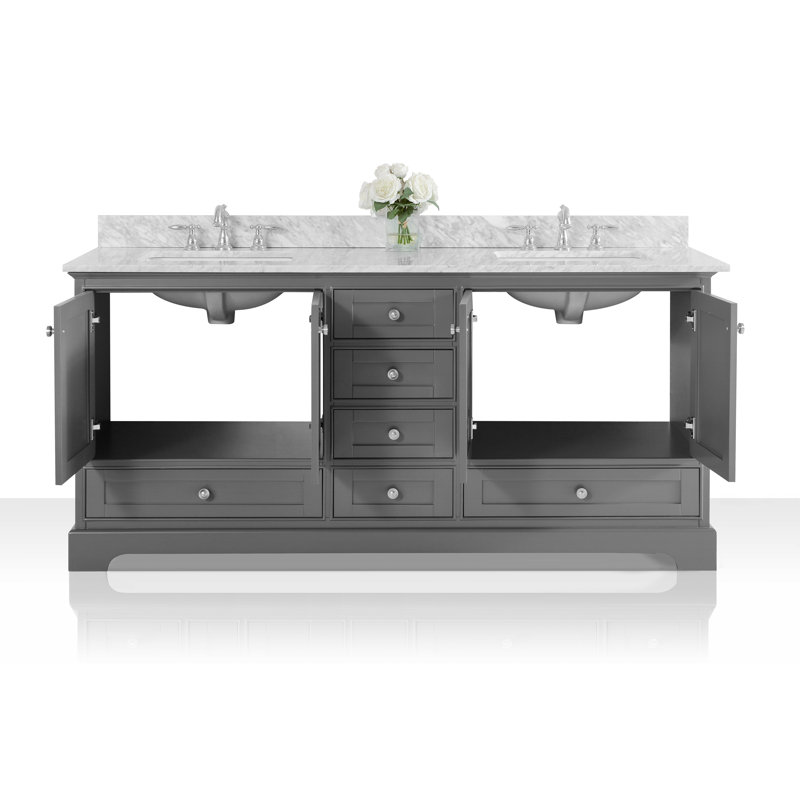 Audrey 72'' W Vanity, Sapphire Gray | Brushed Nickel