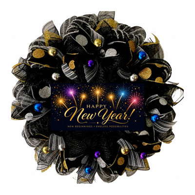 Happy New Year New Beginnings Endless Possibilities Wreath