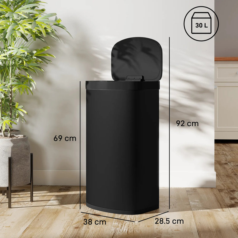 Stainless Steel Sensor Kitchen Trash Can - 55L, Black