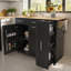 Îlot de cuisine 46 po avec 3 niveaux d'armoire coulissante, chariot de cuisine roulant avec abattant, chariot de rangement de cuisine avec porte-serviettes, 2 tiroirs et 1 armoire, noir-1123325871