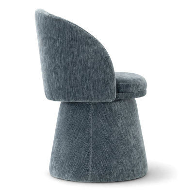 Modern Upholstered Vanity Stool with Sculptural Pedestal Base