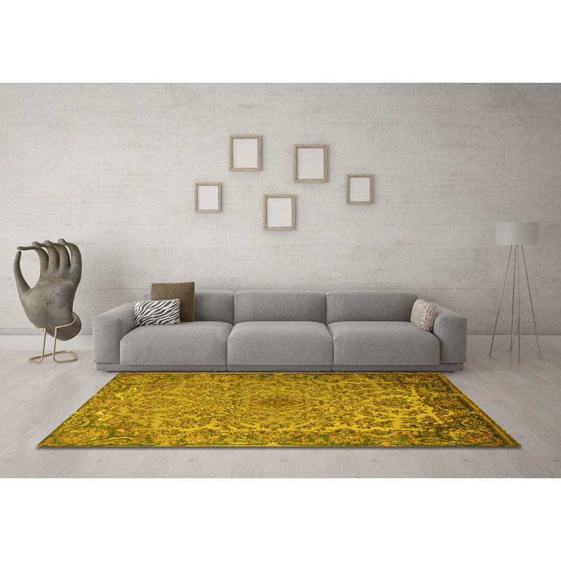 Washable Oriental Indoor Rug, Square 4'