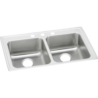 Lustertone 33" L x 19.5" W Double Basin Drop-In Kitchen Sink