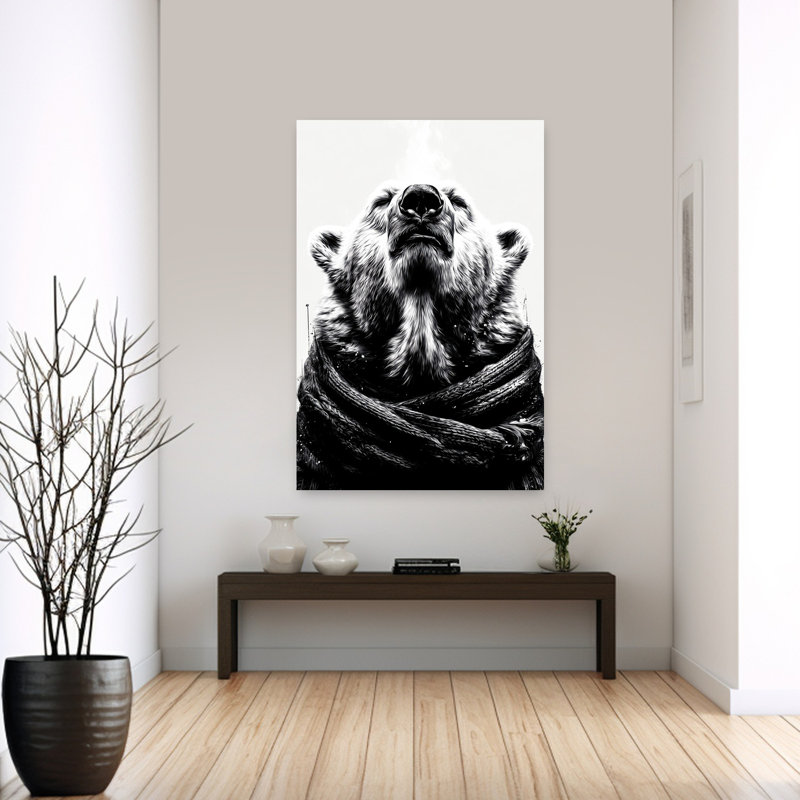 Ours polaire serein, art contemporain, H 60 po x l 40 po