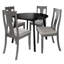 Ensemble de salle à manger 5 pièces avec table ronde noire et chaises à dossier central rembourrées grises-384402330