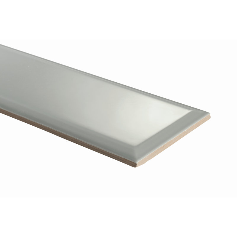 Pop Life 4"X12" Beveled Gloss Ceramic Wall Tile, Light Cool Gray