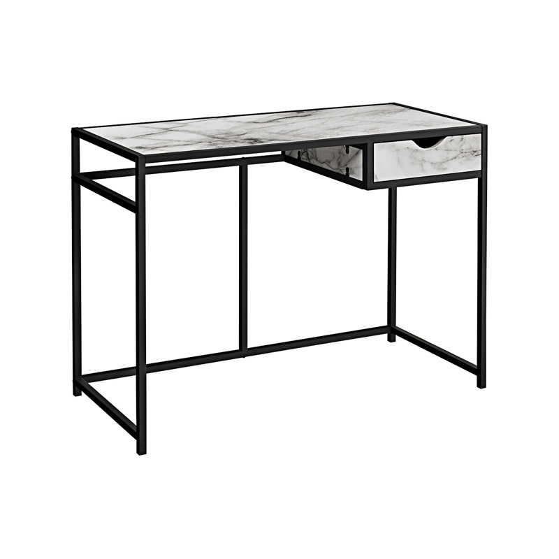 Home Office Computer Desk With Drawer, White/Black
