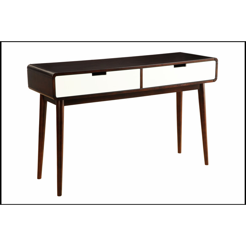 Table de canapé Christa au fini blanc et espresso avec design moderne et amplement de rangement pour l'élégance du salon