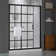 Cyrus 60"W x 72"H Single Sliding Aluminum Framed Black-Grid Shower Door with Heat Soaking Process and Protective Coating Treatment