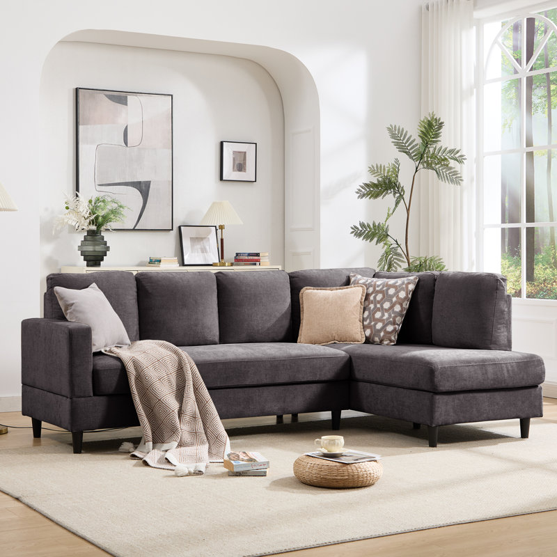 Canapé modulaire en L 95 po, Gris chenille