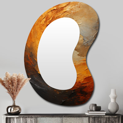 Miroir mural asymétrique doré et orange