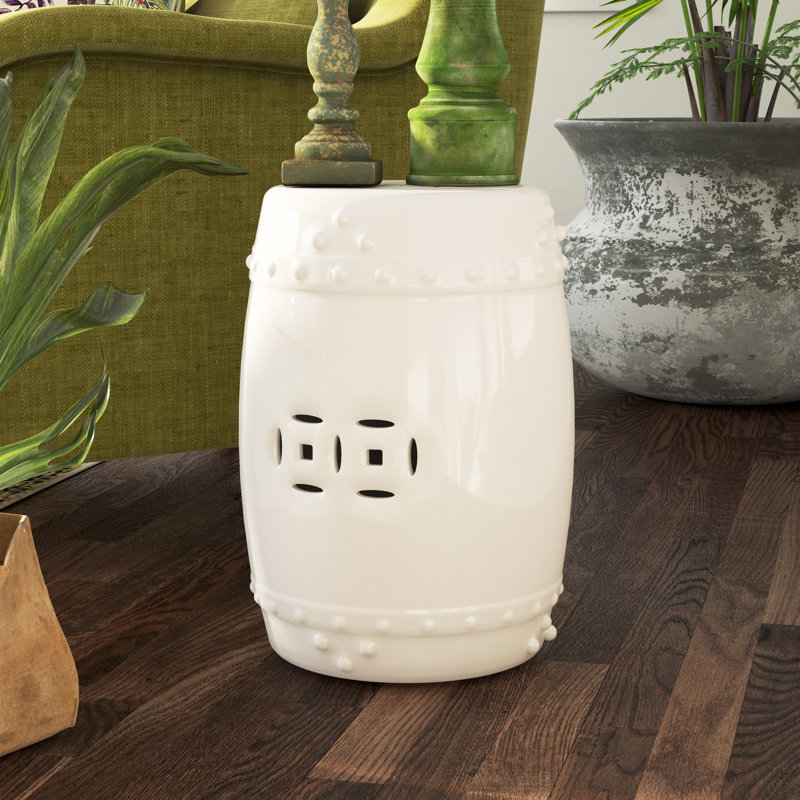 Tabouret de jardin en céramique Gagnon, Crème