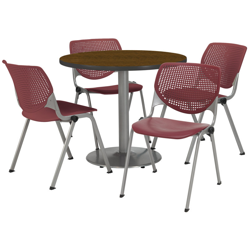 Table ronde pour salle de pause, Noyer, L 36 po x P 36 po, Bourgogne