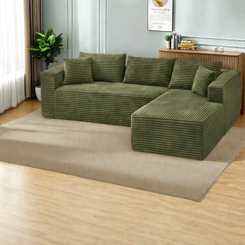 Canapé modulaire en velours côtelé 105 po Compression Sectionals