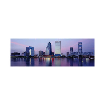 Skyscrapers On The Waterfront, St. John's River, Jacksonville, Florida, USA - Wrapped Canvas Panoramic Print
