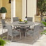 Patio 6 Person 60"L Round Dining Set With Removable Lazy Susan And Umbrella Hole