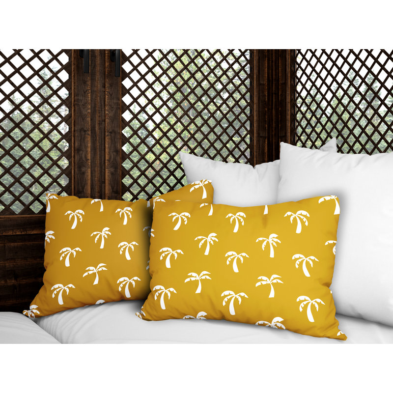 Floral Outdoor Reversible Throw Pillow, Yellow