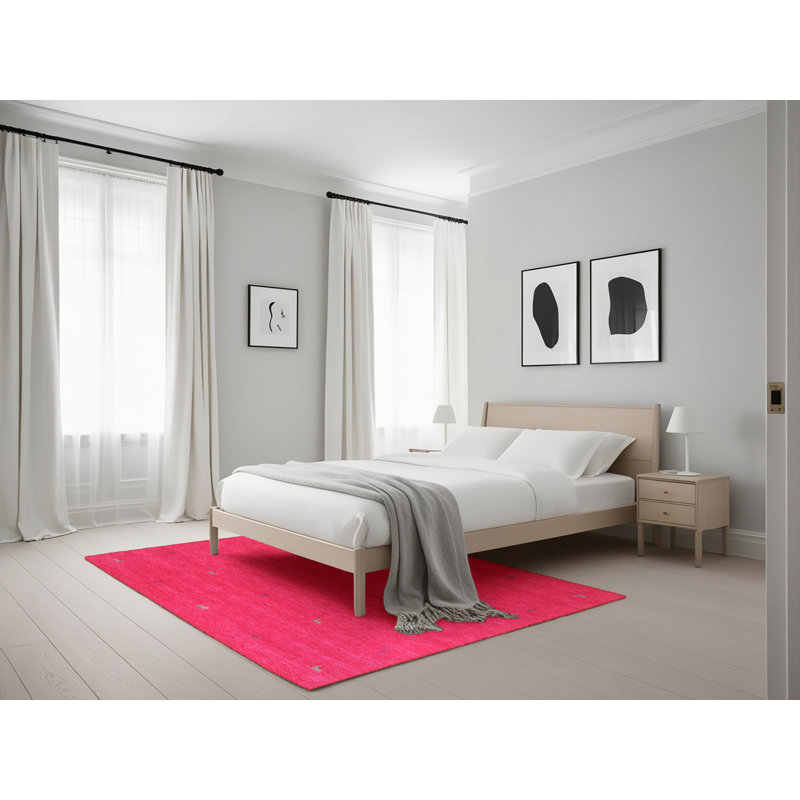 Tapis de zone rose/rouge contemporaine, Rectangle 5 pi x 7 pi