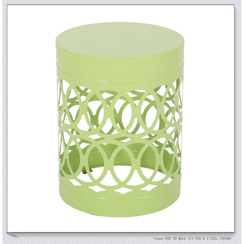 Durable Outdoor Metal End Table With Elegant Iron Cut Design For Modern Spaces And Easy Setup, Green