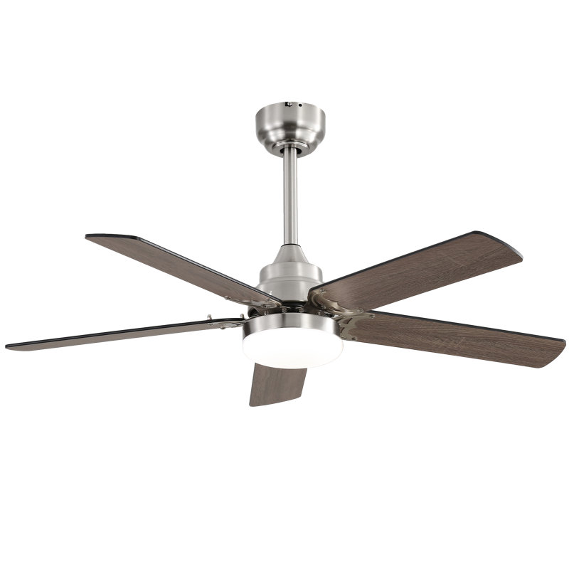 Whisperbloom Blade Span 42 In. Indoor Ceiling Fan With LED Light Bulbs And Remote Control, Brushed Nickel, Brown