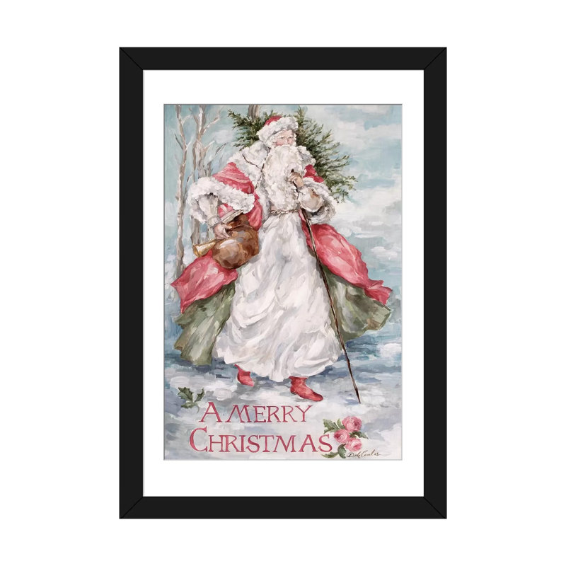 « north colors santa » par debi coules, impression sur toile tendue, H 24 po x l 16 po x P 1 po, Papier d'art encadré noir