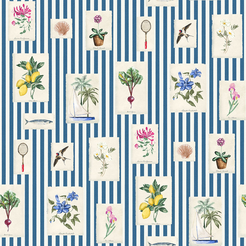 Joules Gallery Wall Stripe Blue Wallpaper