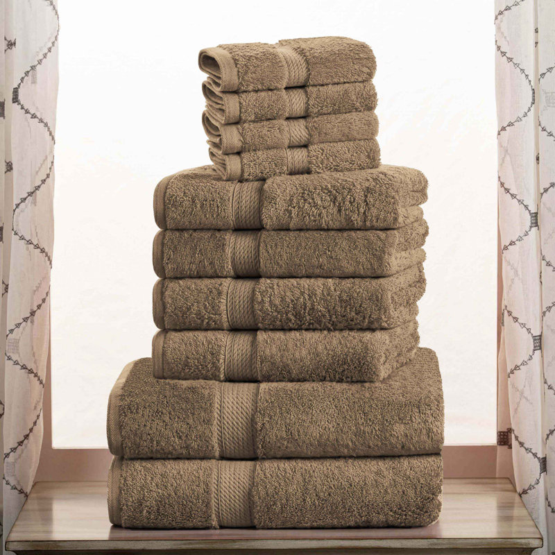 Scotia Egyptian Cotton Bath Towel Set, Latte, 10Pc Towel Set (2Bath, 4Hand, 4Face)