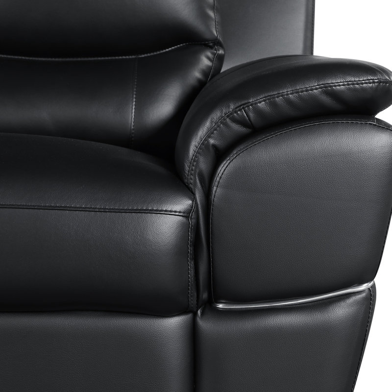Causeuse en cuir véritable, Cuir noir