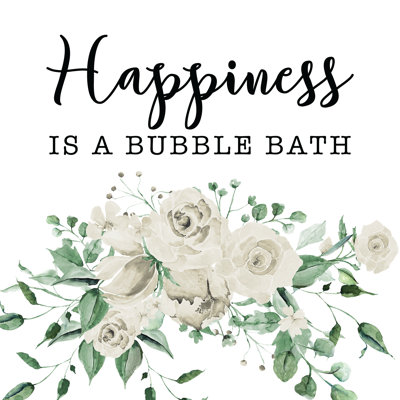 Happiness Is A Bubble Bath In Black - Wrapped Canvas Print