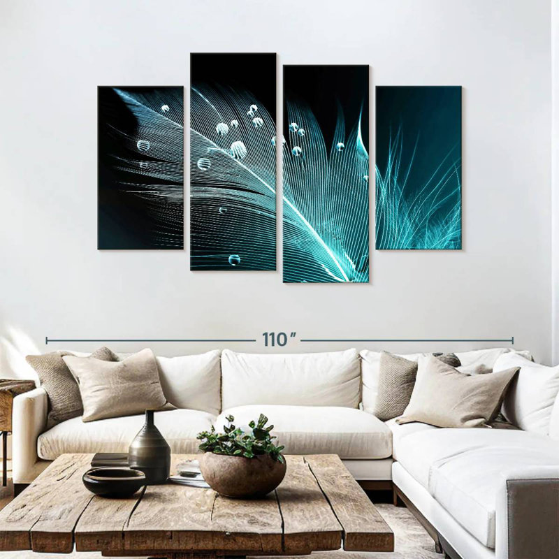 Kerner Dewy Teal Feather, 54" H x 84" W