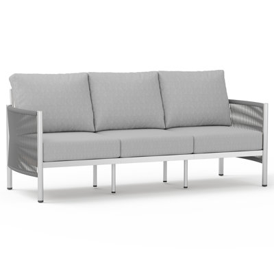74" 3-Person Aluminum Patio Sofa with 6" Thick High-Density Cushions & All-Weather Olefin Fabric