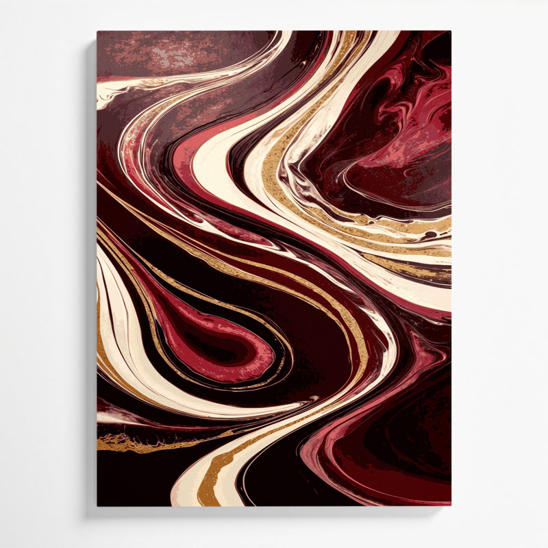 Abstrait art fluide sur toile brune 71, H 14 po x l 11 po